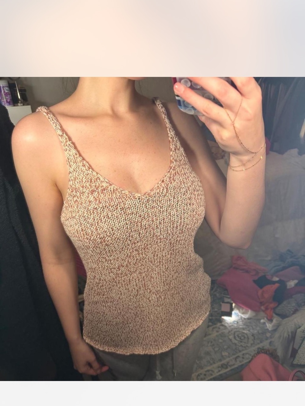 Harper Cream and Rust-Blend Knit Camisole
